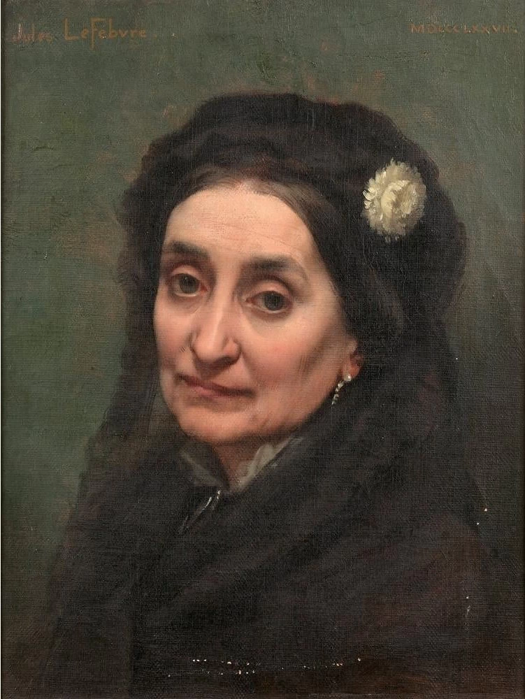 Ritratto di donna con un fiore tra i capelli